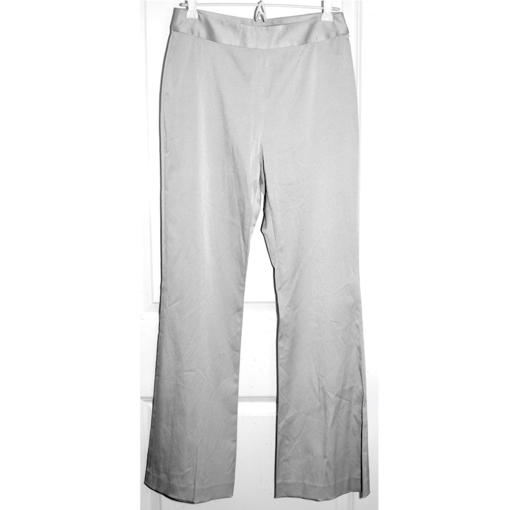 NWOT Silver Satin Dress Pants (zipper pull broken)